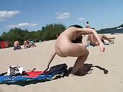 Filming nudist girlfriend at the beach