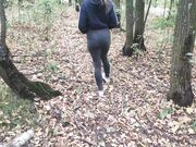 Amateur couple makes sexual intercourse in the woods in a sexy autumn