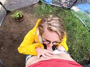 Blonde gets so desiring outside and desires to have sexual intercourse